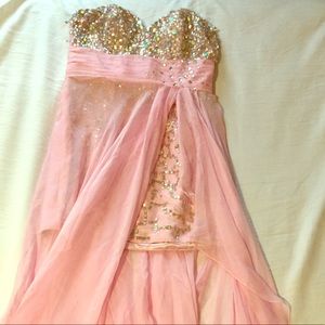 Pink Blush High Low Prom Dress